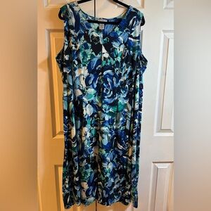 Catherines Blue Floral Midi Dress